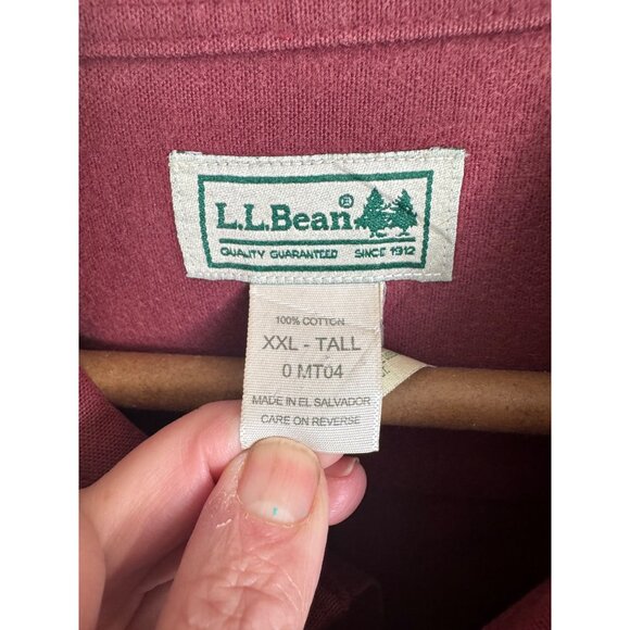 L.L. Bean Mens XXL Tall Burgundy Button-Up Shirt 100% Cotton With Chest Pockets - Picture 3 of 6